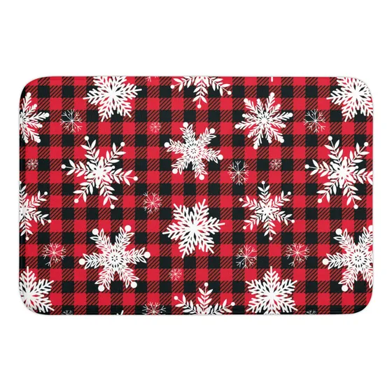 Tapete Baño Franela Cuadro Navidad Antideslizante Absorbente