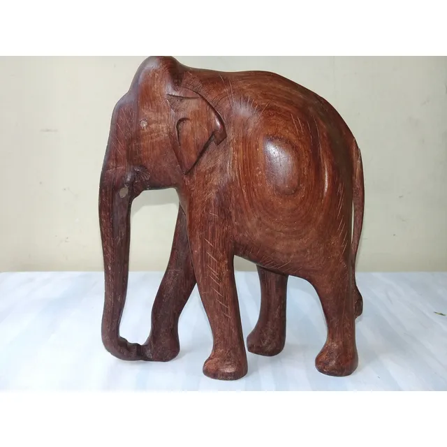 Elefante Suerte En El Trabajo Tallado En Madera Dura