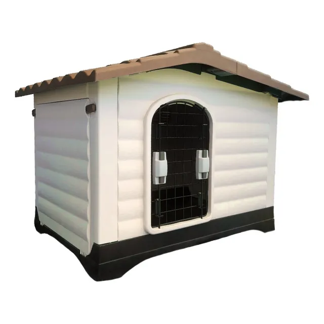 Casa De Perro Raza Mediana Exterior Con Puerta Color Café