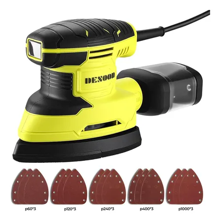 Lixadeira Delta 240w Real Orbital Triangular Profissional Para Detalhes E Cantos 15 Com Velcro Lixas Desoon 127v Verde 60hz