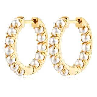 Aretes De Oro 14k Con Perlas Arracadas Elegantes Para Mujer Aretes De Oro 14k Con Perlas Arracadas Elegantes Para Mujer