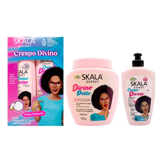 Skala Crespo Divino Mascara Shampoo Enjuague Crema Peinar 6c