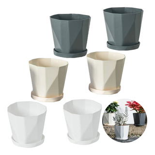 6 Pcs Macetas De Plastico Con Separador De Agua Tricolor M 6 Pcs Macetas De Plastico Con Separador De Agua Tricolor M