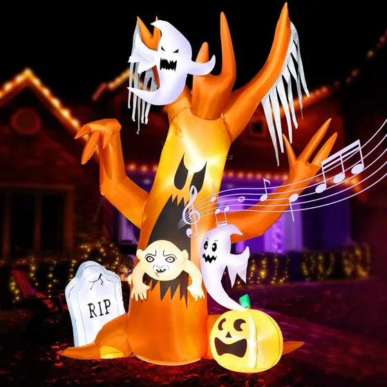 Árbol Fantasma Inflable De Halloween 244cm Música Aterrador