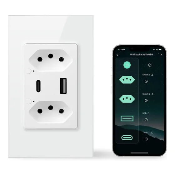 Para . Tomada Inteligente Smart Zigbee Embutir Bivolt C/usb
