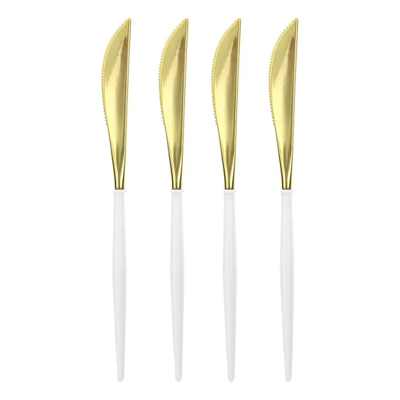 Cuchillos Plásticos Desechables Dorados 20cm 4unidades
