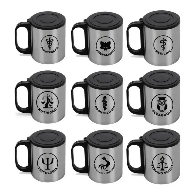 Caneca Inox Profissao Com Tampa Personalizada A Laser 180ml