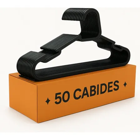 Kit 50 Cabide Adulto Preto Reforçado Organizador Combate