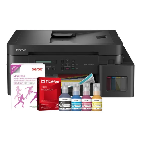 Multifuncional Dcp-t830dw + Antivirus + Papel + Kit De Tinta Negro