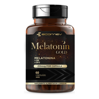 Melatonina Gold + Vit B6 B12 500mg Pura E Concentrada 60cáps Melatonina Gold + Vit B6 B12 500mg Pura E Concentrada 60cáps