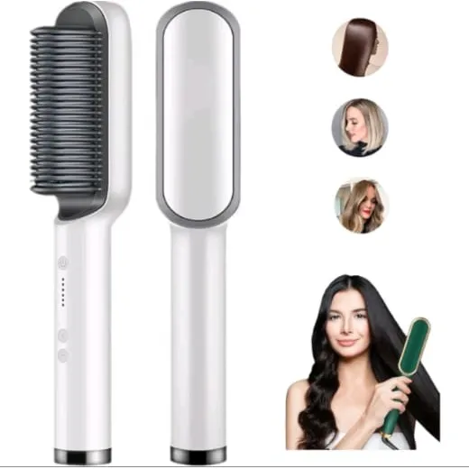 Escova Pente Secadora Profissional 3 Em 1 Seca Modela Cabelo Cor Branco 127/220v