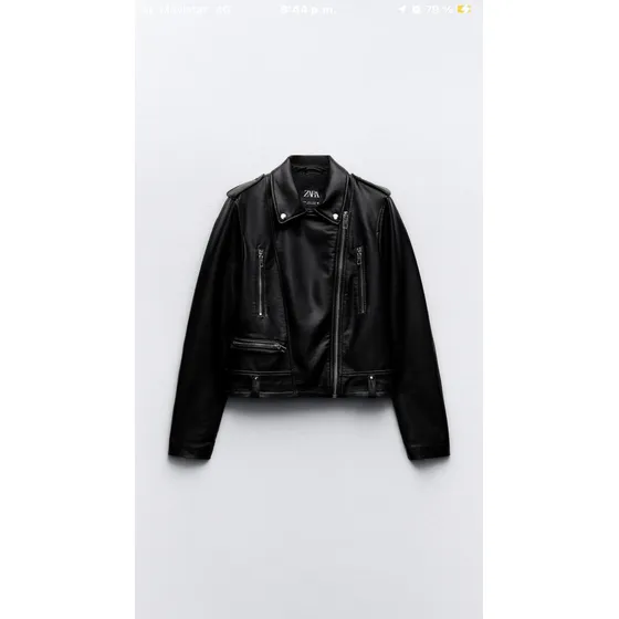 Chaqueta Cazadora Zara Cuero Negra Original