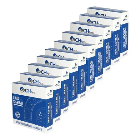 Kit C/ 10 Caixas De Disco Tacógrafo Semanal 125km Dml001 Branco