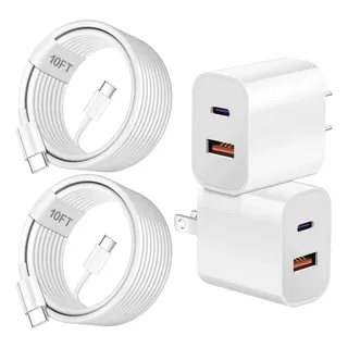 Cargador Usb-c Con Dos Puertos Para iPhone De Carga Rápida White