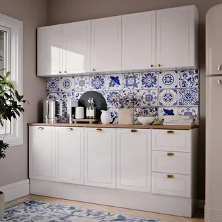 Maxi Do Braisl Cozinha Americana Completa Luiza 160cm Armário Aéreo Balcão Branco