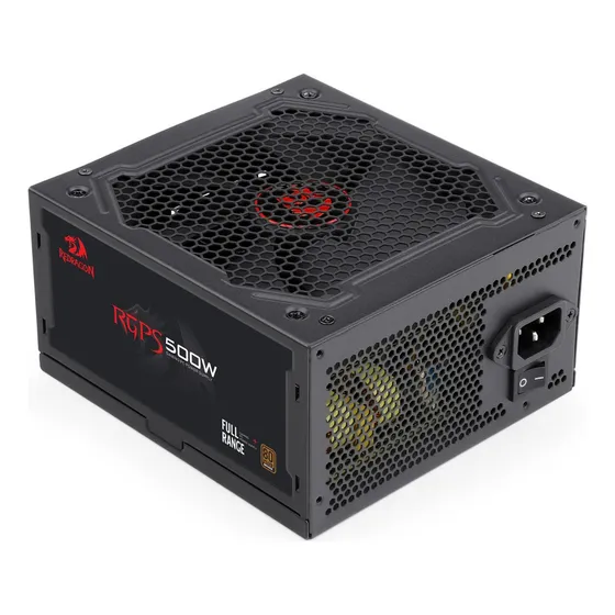 Fonte 500W 80 Plus Bronze ATX Redragon RGPS GC-PS001 p/ PC Gamer com PFC Ativo e Capacitores Japoneses