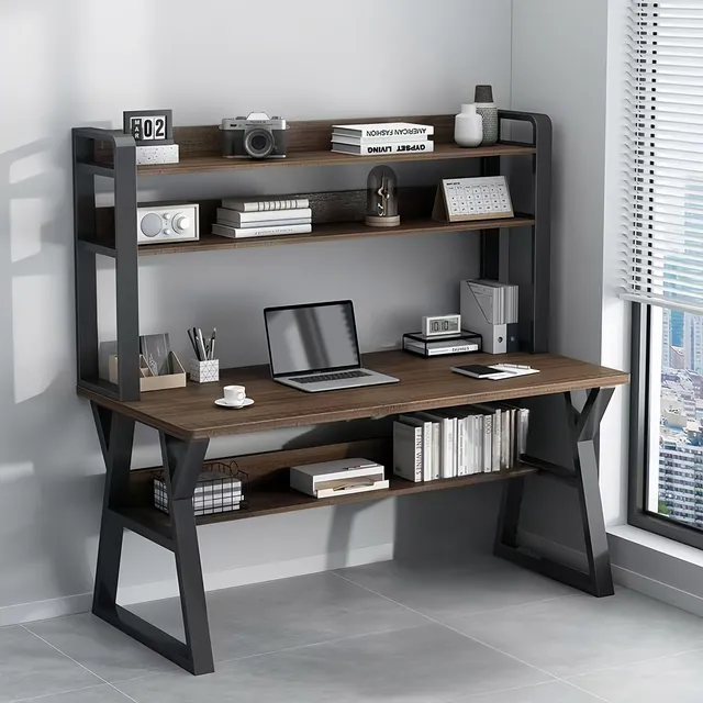 Pupitres Computadora Mesa De Escritorio Con 2 Estantes 100cm