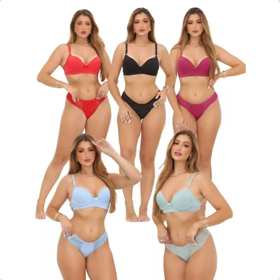 Kit 20 Com Conjuntos Lingerie Sutiã Com Bolha Atacado Luxo