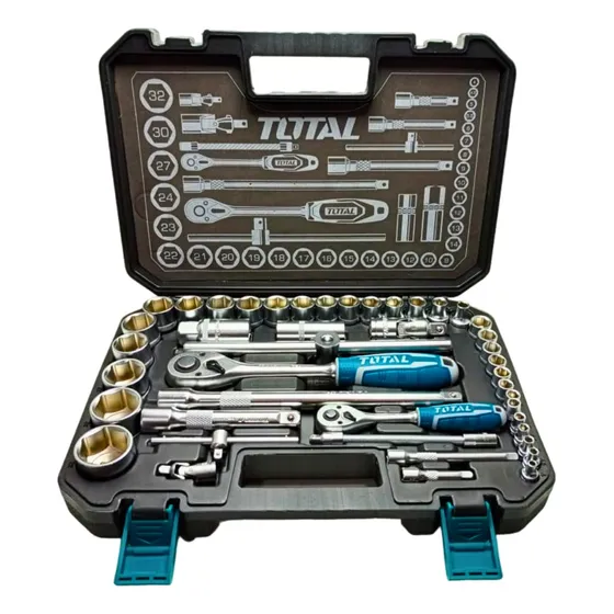 Set 44 Pzs  Dados Y Ratchet 1/4 Y 1/2 Pulgada Total Tools