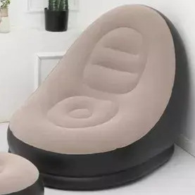 Poltrona Inflável Ultra Lounge Com Pufe Sofá Preguiçoso Cor Marrom