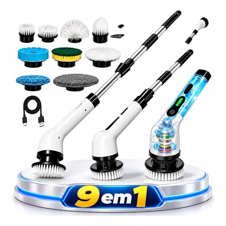 Esfregão Elétrico Recarregável 9 Em 1 Perfeita Limpeza Longo Branco