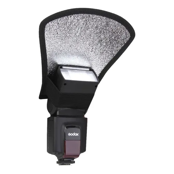 Difusor Rebatedor Universal Para Flash 2 Lados Branco Prata