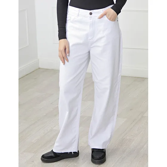 Pantalón Onyx Wide Leg Blanco Tiro Alto Mujer