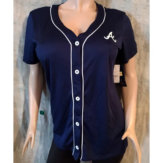 Camisa Azul De Mujer, Talla M, Bravos De Atlanta