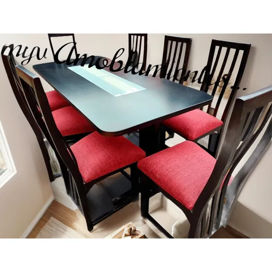 Juego De Comedor De 8 Sillas,con Mesa De Sendero De Vidrio