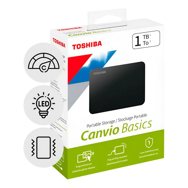 Disco Duro Externo 1tb Toshiba Canvio Basics Usb 3.0 Negro