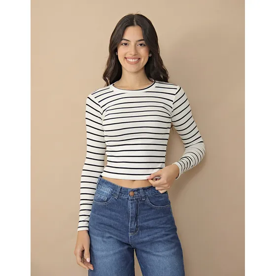 Remera Onyx Manga Larga Morley Rayada Mujer