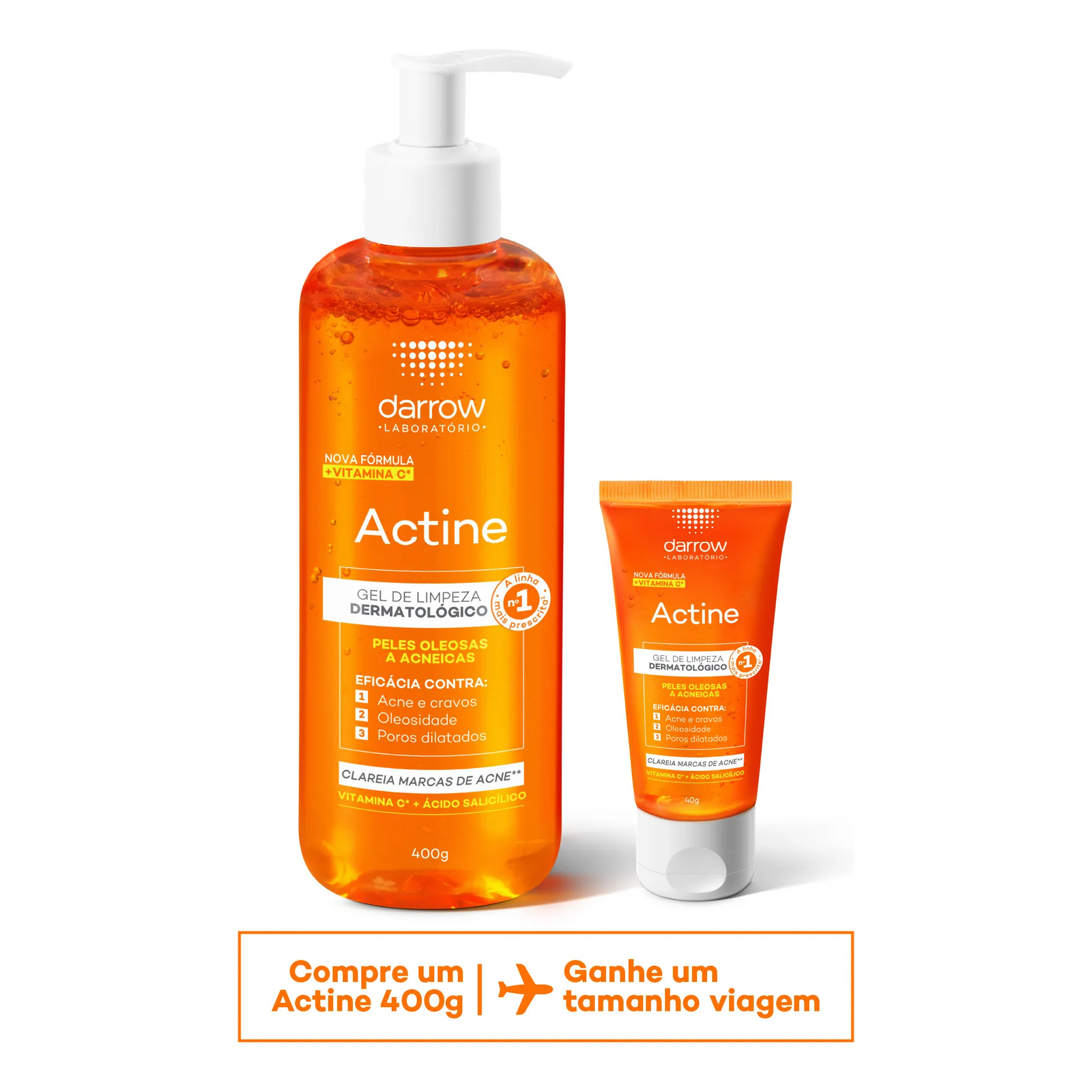 Kit Gel De Limpeza Darrow Actine 400g 40g Oleosa Dia/noite Kit Gel De Limpeza Darrow Actine 400g 40g Oleosa Dia/noite