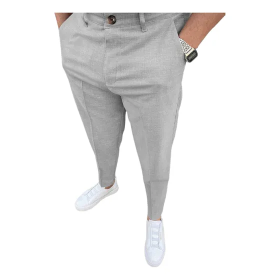 Pantalón De Negocios Hombre Algodón |slim Ajustado Elástico