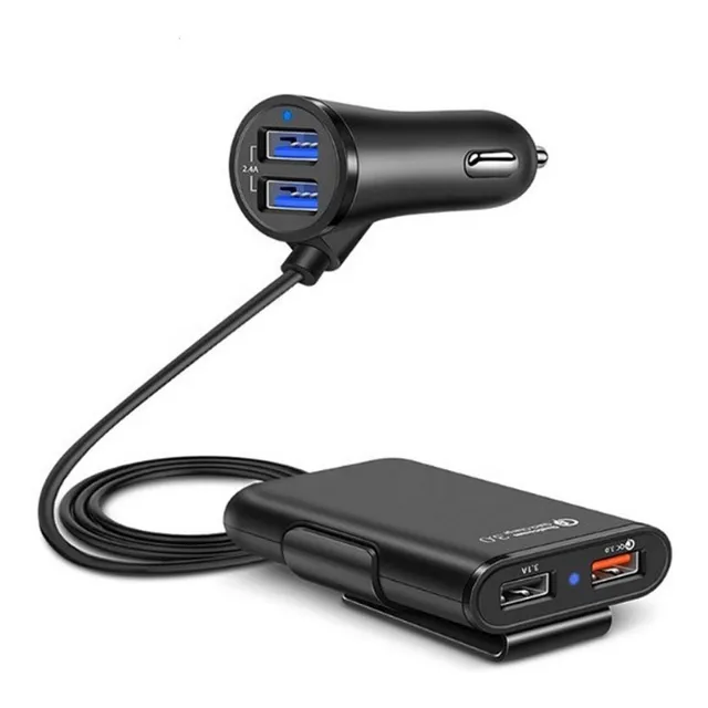 Cargador Auto 4 Puertos Usb C/ Rápida Asiento Del. Y Trasero