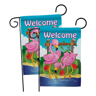 Breeze Decor Bandera De Jardín De Flamencos, Paquete De 2 Un Breeze Decor Bandera De Jardín De Flamencos, Paquete De 2 Un