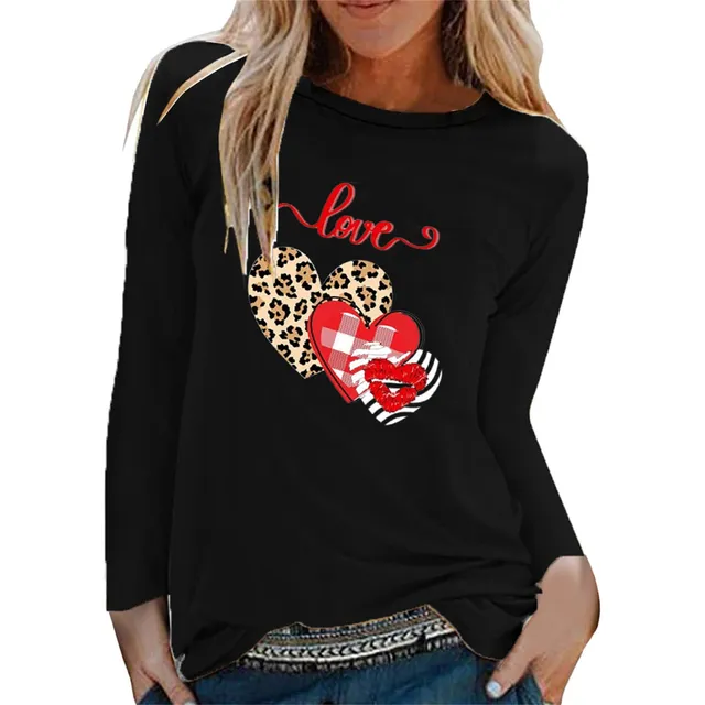 Camiseta Manga Larga Estampado Para Dia San Valentin Mujer