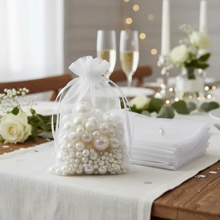 Kit 50 Saquinho Saco Organza Tule Branco 20x30