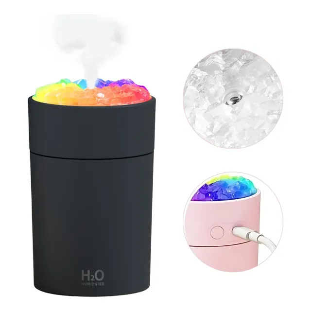 Humidificador Portátil Luces Led Diseño Compacto Modelo H2o Negro