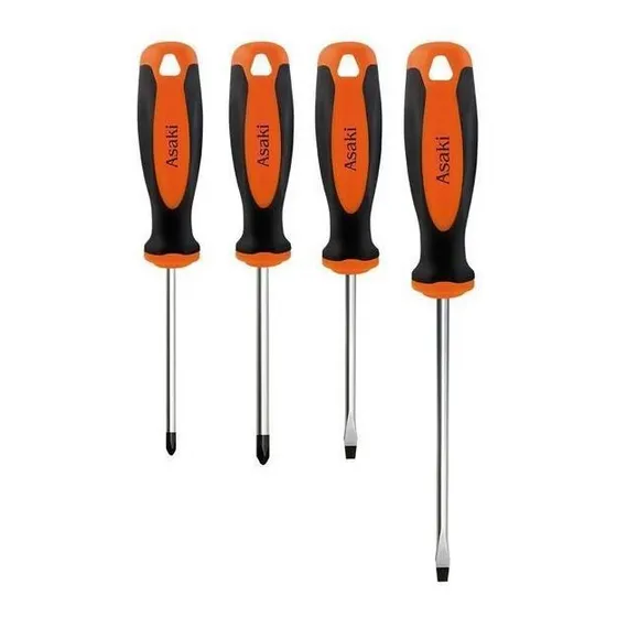 Juego X 4 Destornilladores Cromo Vanadio Phillips + Paleta