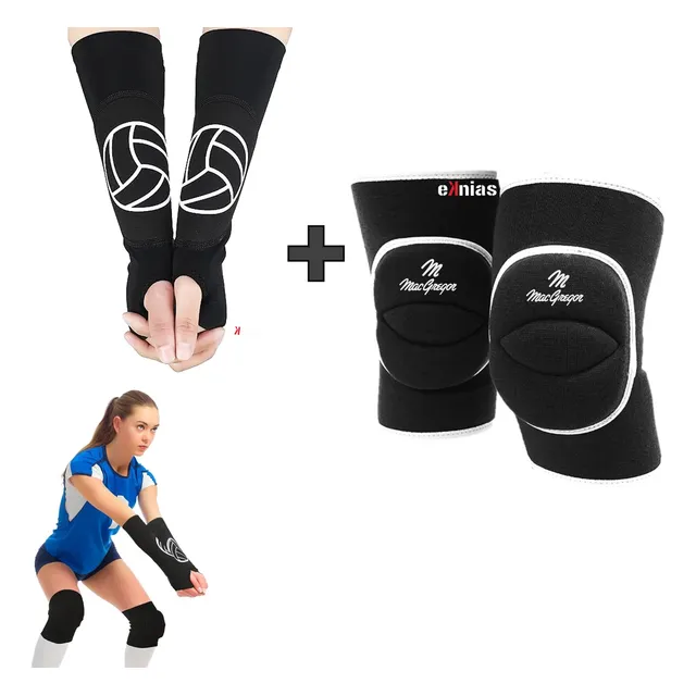 Set De Rodillera Extra Acolchada Y Manga Protectora Voleibol