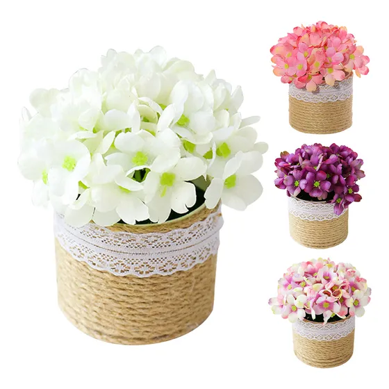 Flores Artificial Bonsái Hortensia Flores Boda Fiesta Decora Color Blanco