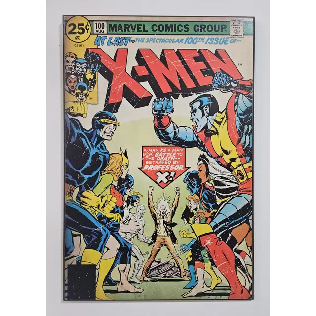 Afiche Comic Sobre Madera Original Marvel X-men