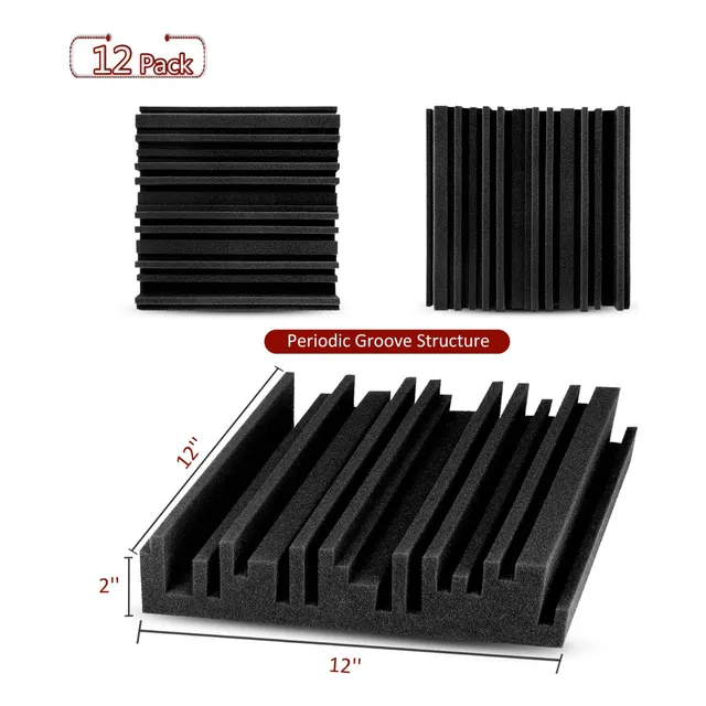 Termo Acustico Aislante Ranura Periódica 30x30x5cm 12 Piezas
