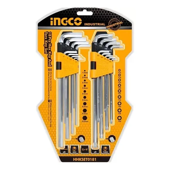 Ff Juego Combinado 9 Llave Allen 9 Llave Torx Ingco Hhkset01