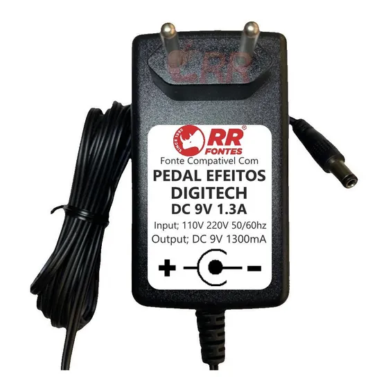Fonte Dc 9v 1.3a Para Pedaleira Digitech Bass Synth Wah