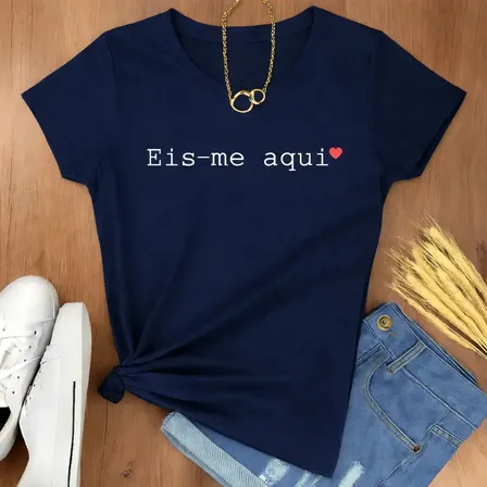 Camiseta Eis-me Aqui Moda Evangélica T-shirt Feminina Fé