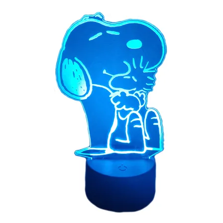 Lampara Led Ilusion 3d Snoopy Y Woodstock Decoracion
