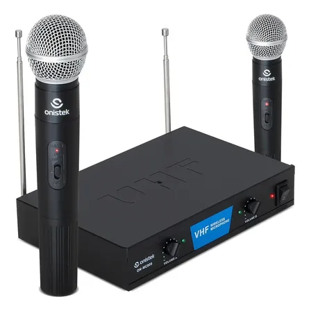 Microfone Profissional Sem Fio Duplo 2 Canais 30 Metros Vhf Preto