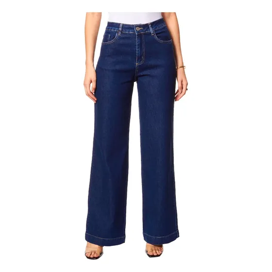 Calça Jeans Feminina Wide Leg Com Elastano Sawary 