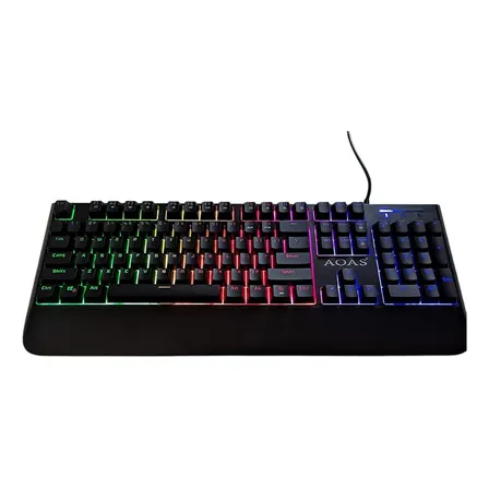 Teclado mecánico LED para jugadores Abnt Light con soporte para luces USB, teclado Abnt, color negro